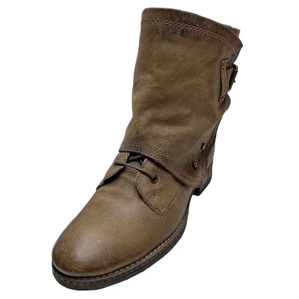 MJUS Taupe Calfskin Leather Zip‎ Ankle Boots